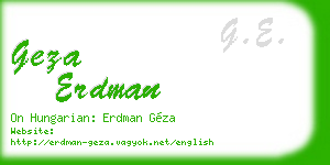 geza erdman business card